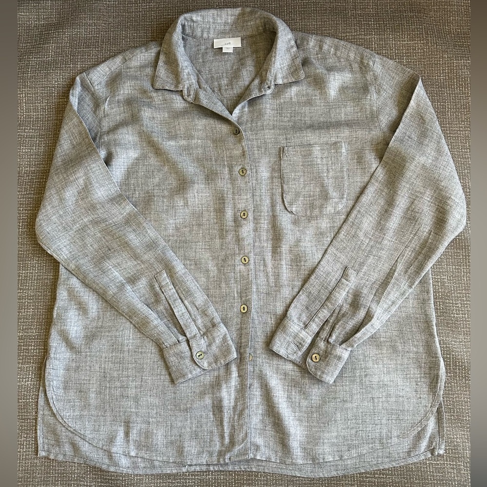 J Jill Women’s Soft Linen Like Long Sleeved Button Down Shirt size XS
